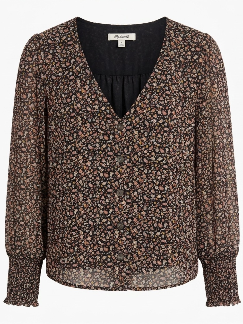 Madewell Georgette Floral V-Neck Button-Front Blouse Size 14